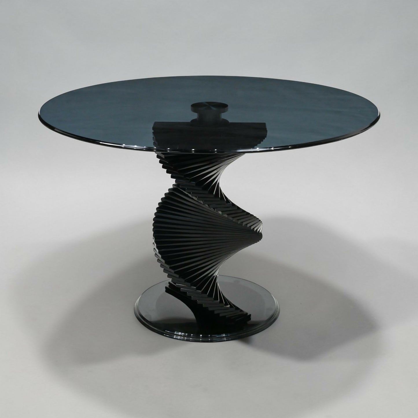 Round Glass Dining Table Designer Black Tint Glass 42" Diameter FREE UK Delivery