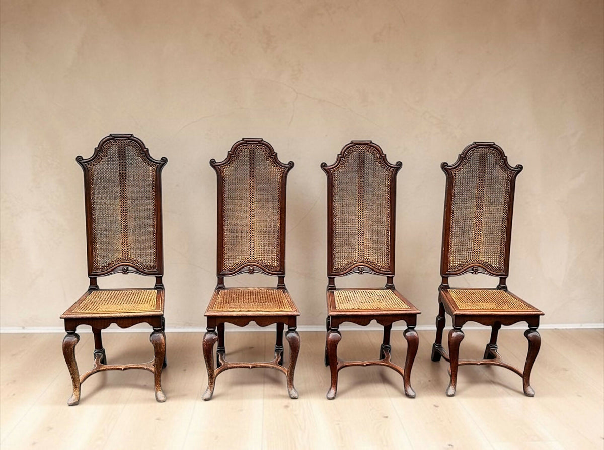 Set Of Four Oak High Back Chairs