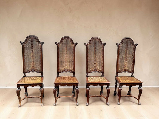 Set Of Four Oak High Back Chairs