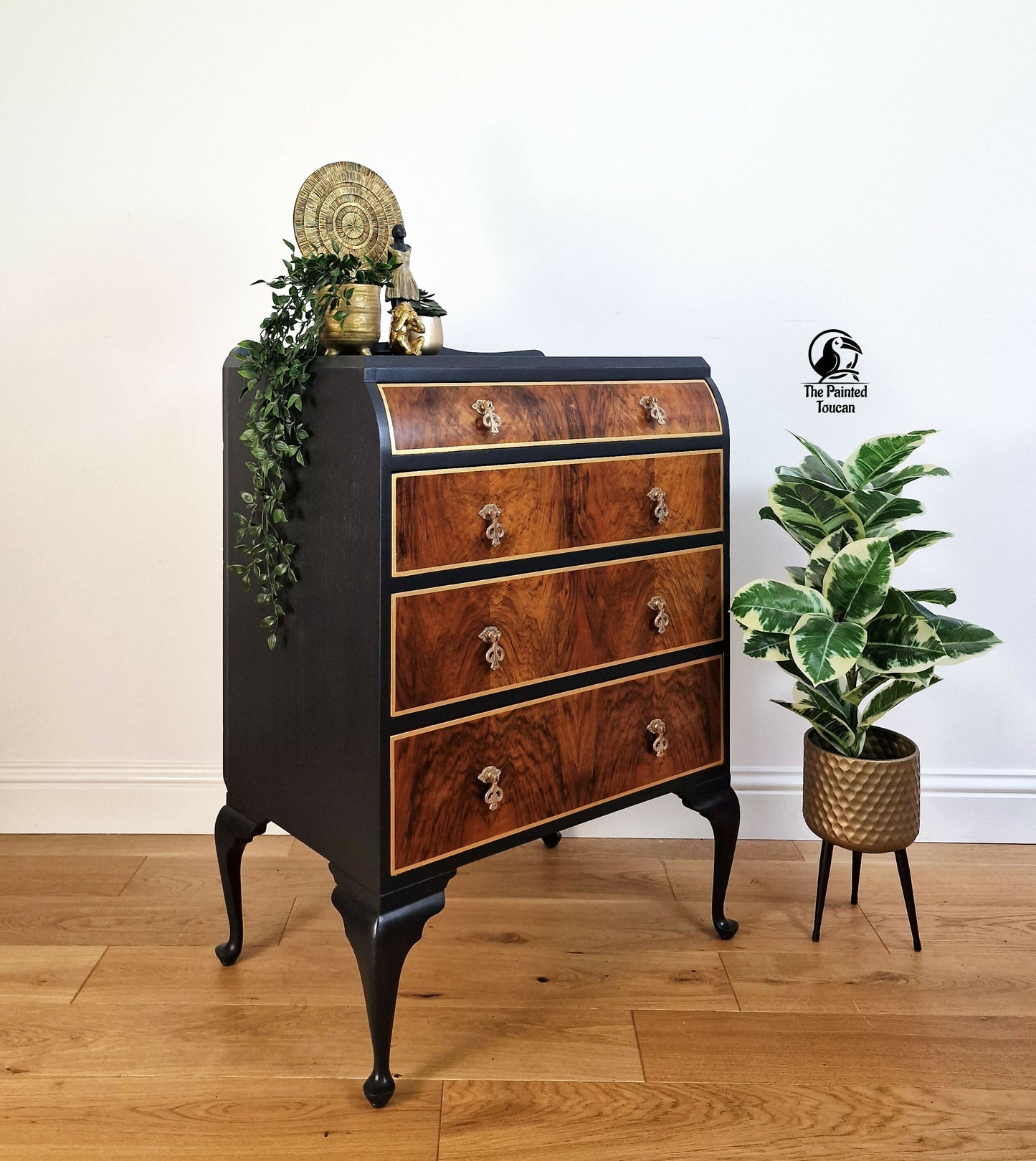 Tall Art Deco Walnut Chest of Drawers