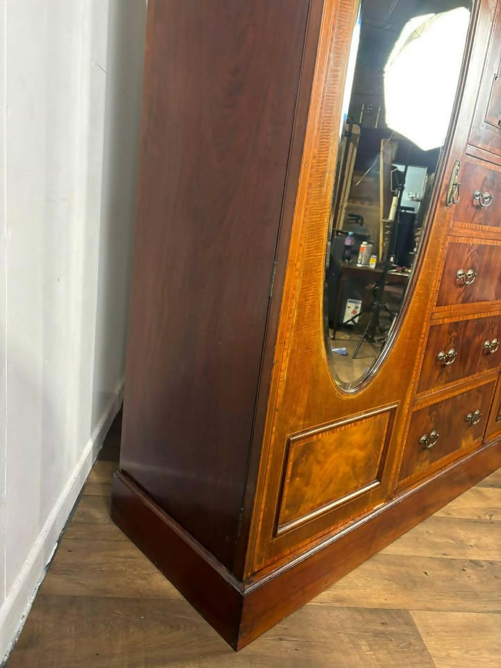 Edwardian Crossbanded Mahogany Triple Fitted Compactum
