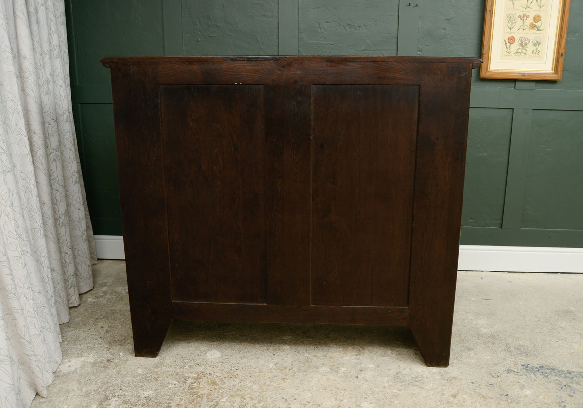 Solid Dark Oak Glazed Bookcase/Display Cabinet with Drawers - Ludwik Styl