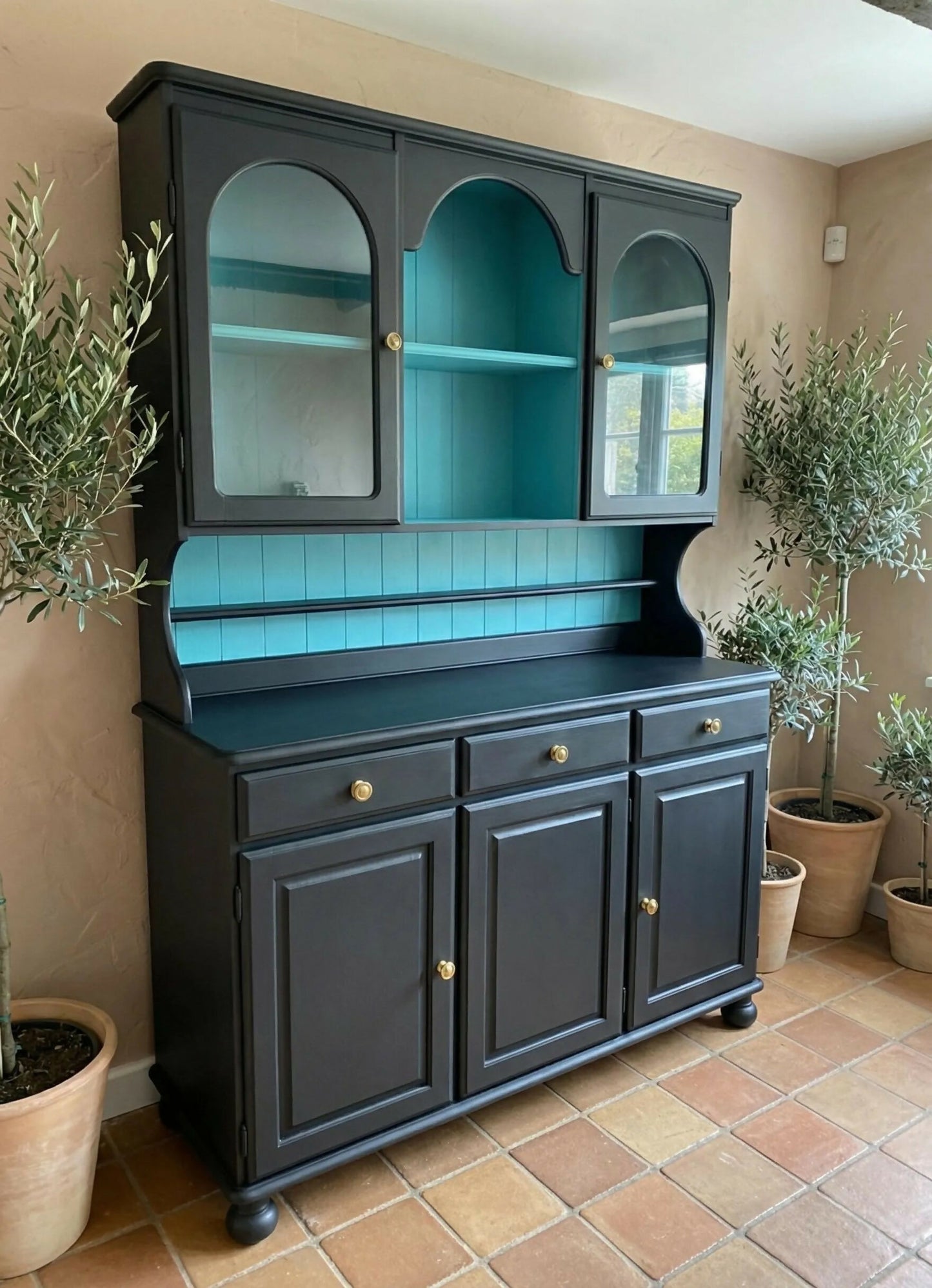 Vintage black Welsh Dresser