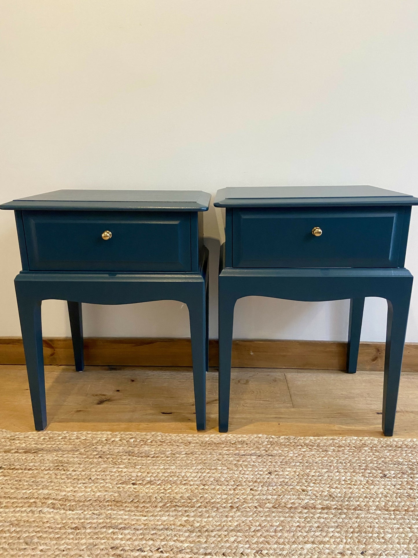 Stag ‘leggy’’ bedside cabinets, pair