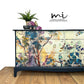 MADE TO ORDER Refurbished vintage Stag Minstrel large captains chest of drawers, navy blue, floral bird design, dresser, large sideboard mid century, teal