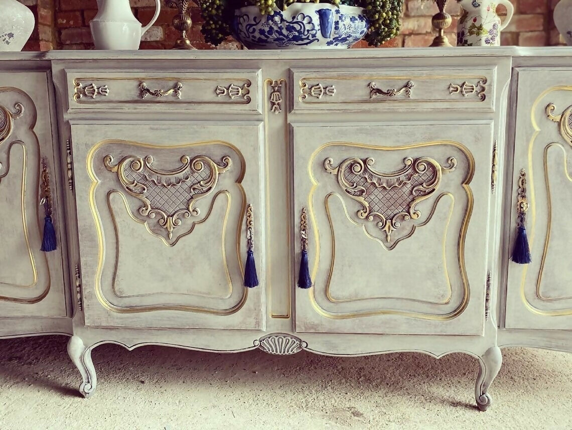 French Grey Vintage Louis XVI Sideboard