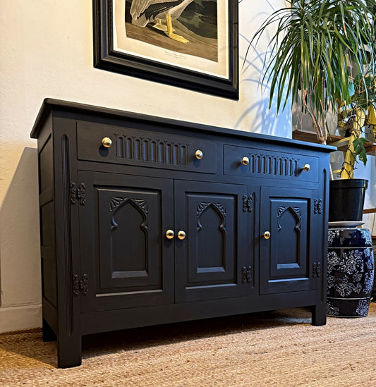 Newly refurbished oak sideboard black by Webber furniture
