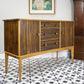 Teak Sideboard Concave Front in Afromosia and Indian Laurel Mid Century Retro Cabinet