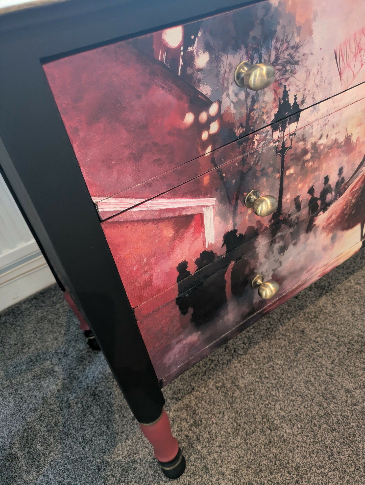 Hand-Painted Parisian Dresser – Moulin Rouge Inspired Statement Piece