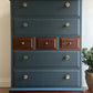 Stag Minstrel Chest of Drawers Upcycled in Two-Tone of Blue