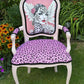 Bespoke Bold Upholstered Statement Chair – Pink Leopard Print & Designer Art Backrest