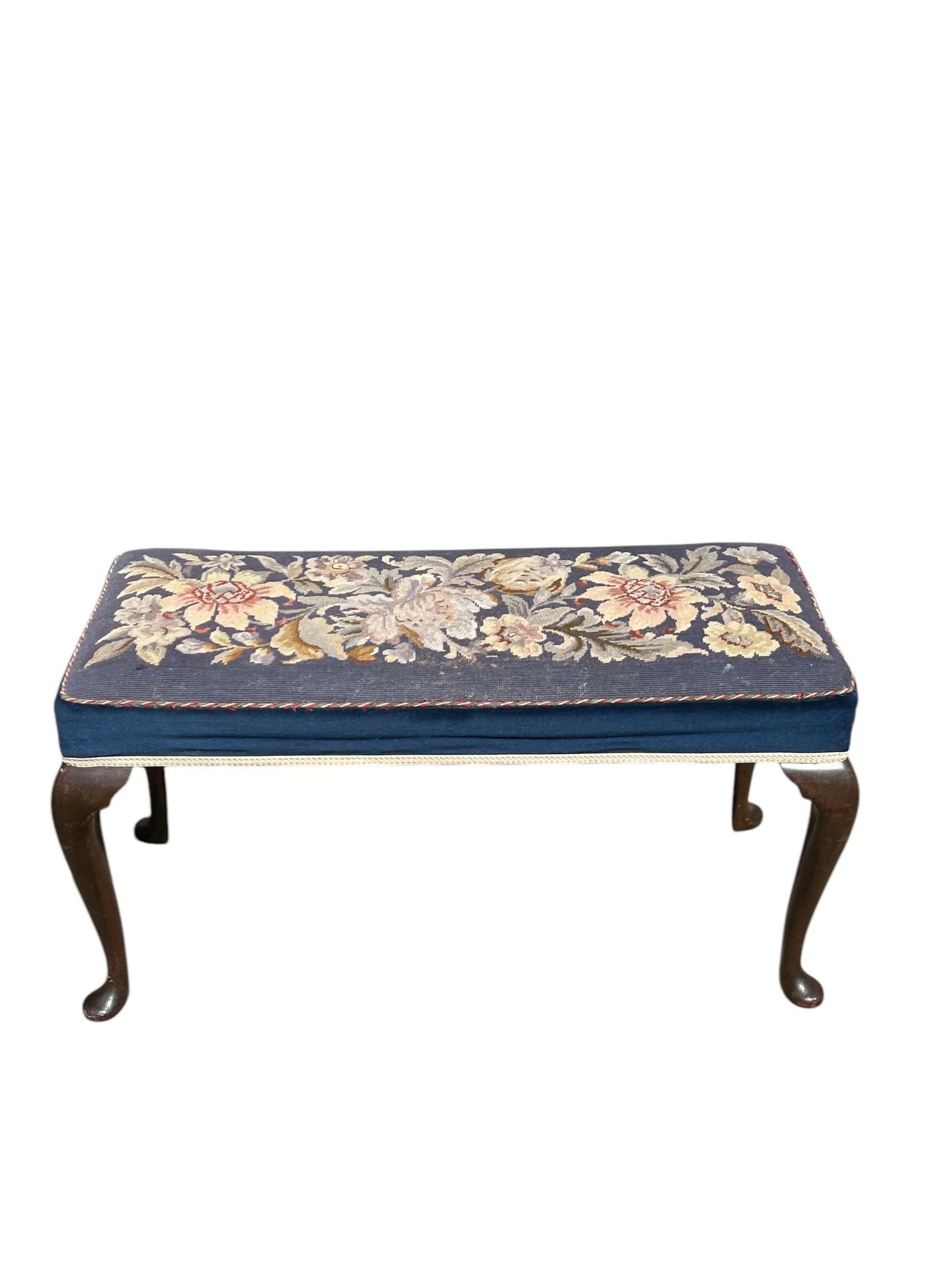 Antique needlepoint footstool