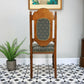 Victorian Side or Hall Chair Carved Back in Solid Oak with Green and Gold Fabric