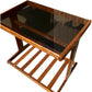 Mid-Century Teak and smoked glass side Table / Trolley