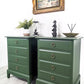 Profesionally Sprayed 2 X Green Stag Minstrel 4 Drawer Bedside Tables (pair)