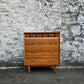 Lebus Chest of Drawers: Mid-Century Modern Tallboy Cabinet Four Drawer