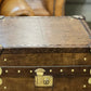Handmade vintage storage trunks - luxury custom made - brown leather accent tables