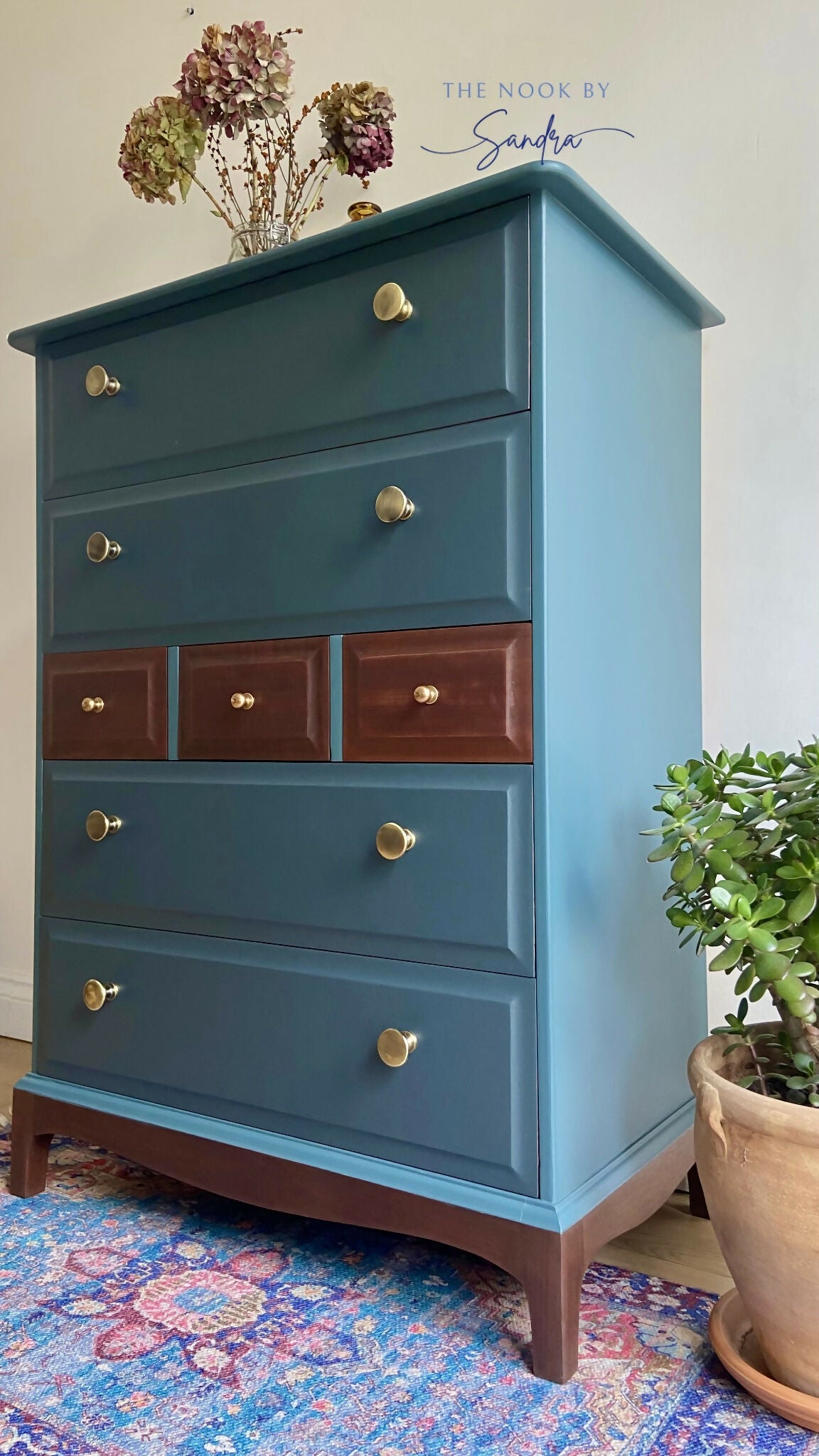 Stag Minstrel Chest of Drawers Upcycled in Two-Tone of Blue