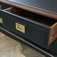 Stag minstrel black gold console table/ mid century modern vintage sideboard