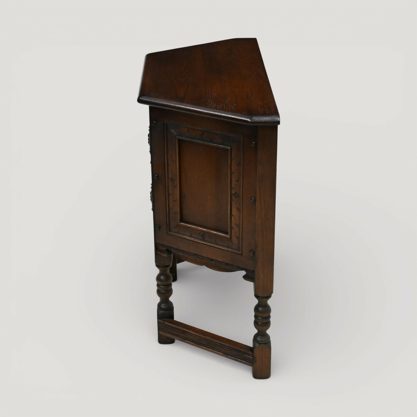 Old Charm Canted Table With Cupboard Hall Table In Tudor Brown FREE UK Delivery. SBR11120/3010E