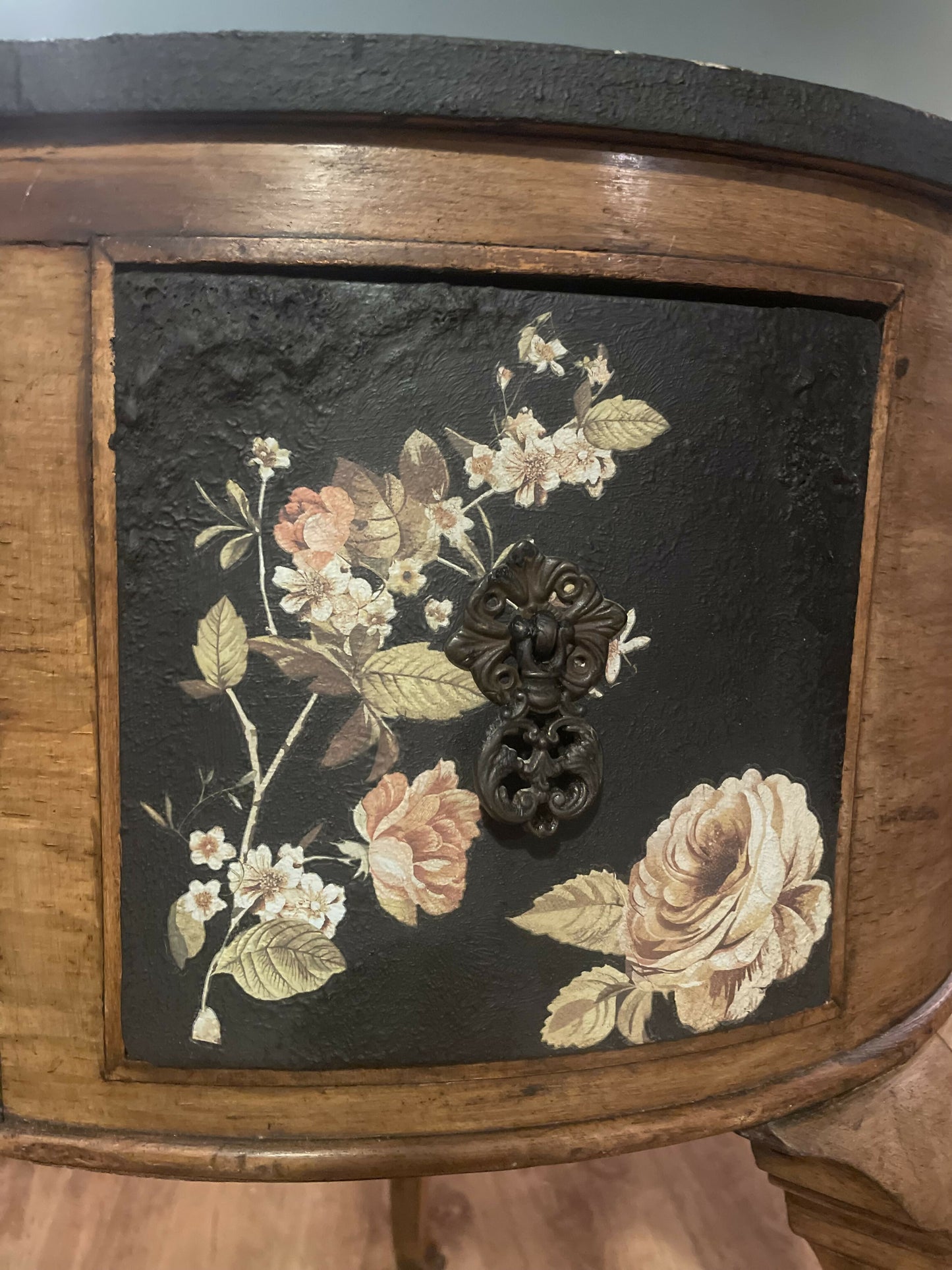 Amoire French Dressing Table Black Floral Designer