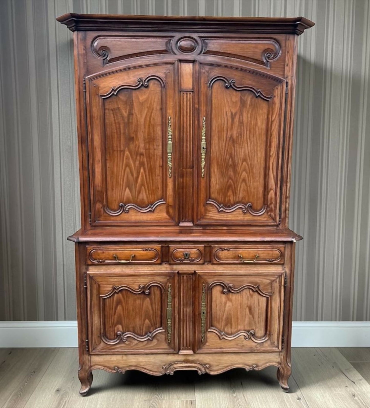 French Provincial Walnut Cupboard Stamped R Trotel