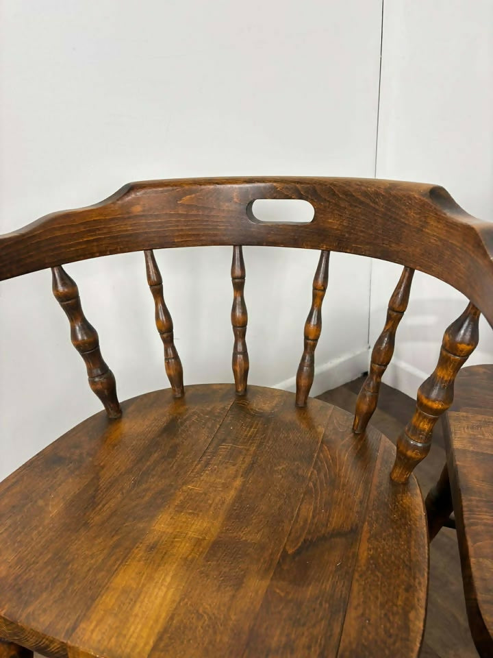 Pair of Oak Tub Style Spindle Back Chairs