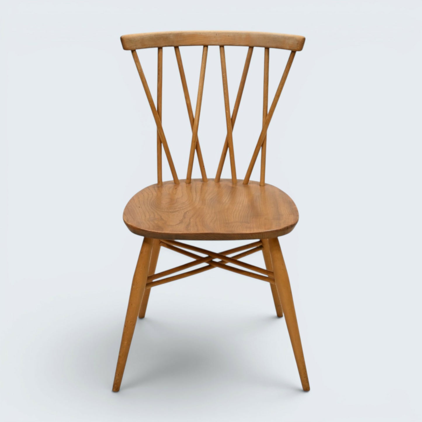 Set of 6 Vintage Ercol Candlestick Dining Chairs Blonde Elm Mid Century Retro