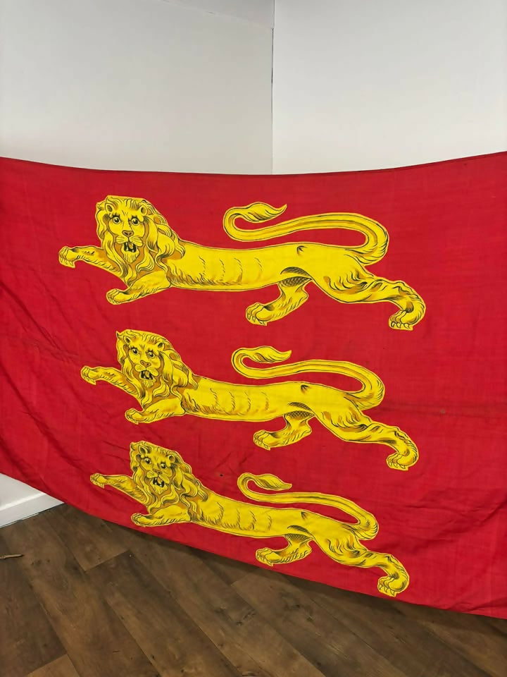 Large Vintage Royal Standard Flag, Three Lions Banner