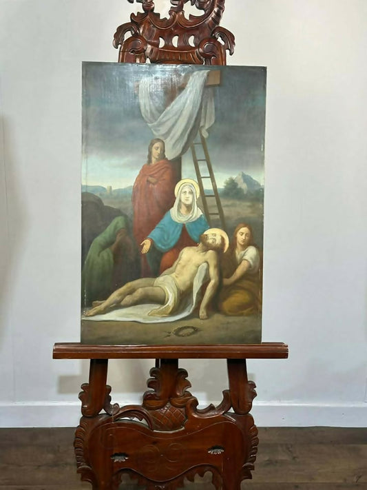 Early 20th Century 'Pieta' Italian School Oil On Zinc