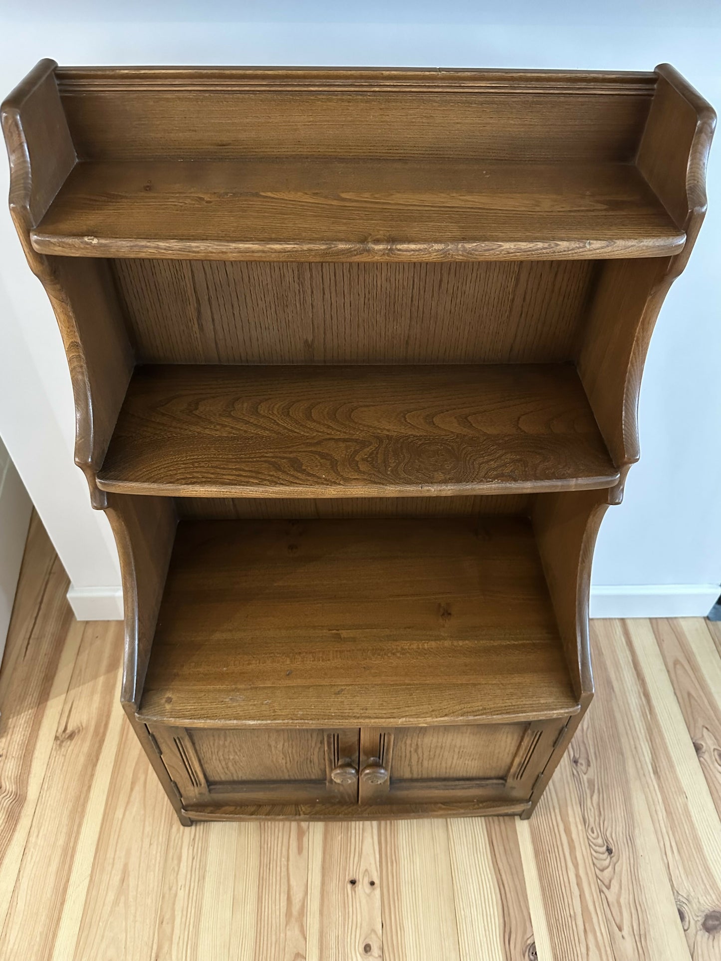 Ercol Waterfall Bookcase Elm Cupbard Vintage Ercol
