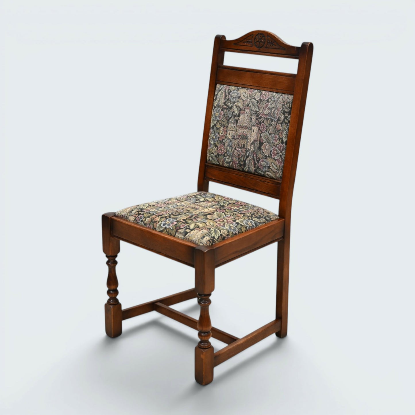 8 Old Charm Dining Chairs Inc 2 Carvers Vintage Oak Tudor Brown FREE UK Delivery