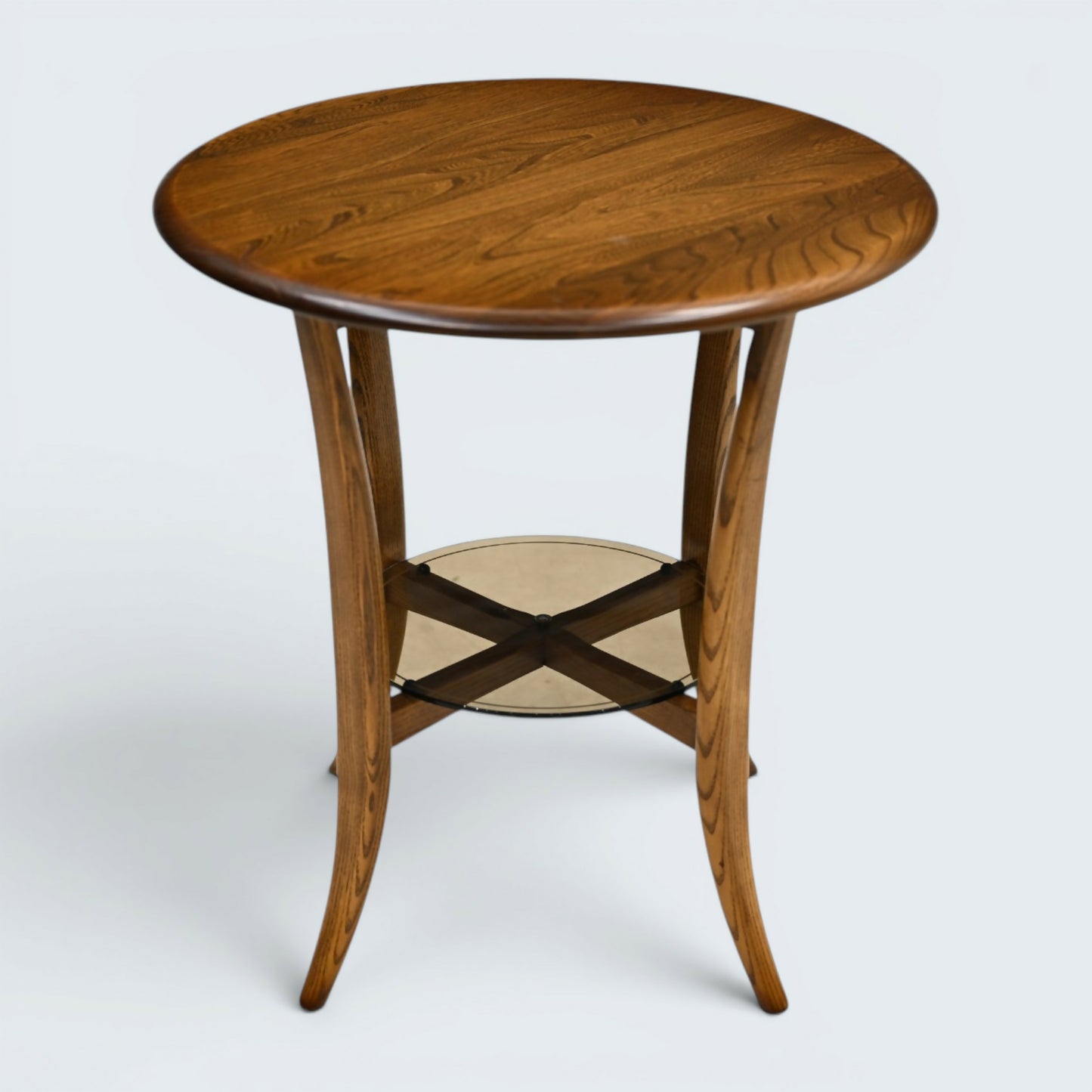 Ercol Round Side Table Lower Tier Mid Century Modern Elm Golden D FREE Delivery*