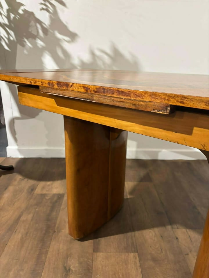 Art Deco Inlaid Walnut Draw Leaf Dining Table