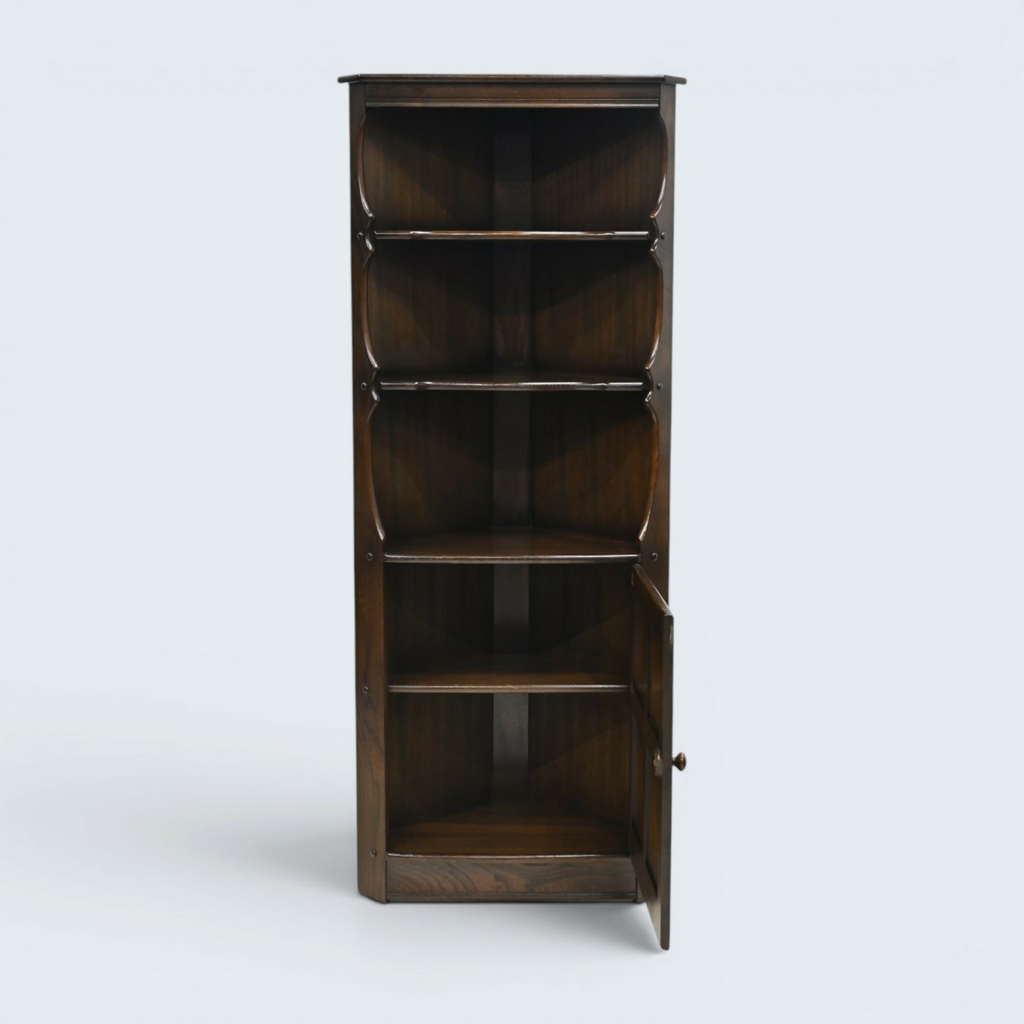 Ercol Old Colonial Corner Cabinet with Shelves and Cupboard FREE UK Delivery