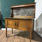 Antique Framed Oak Washstand with Marble Top & Back2