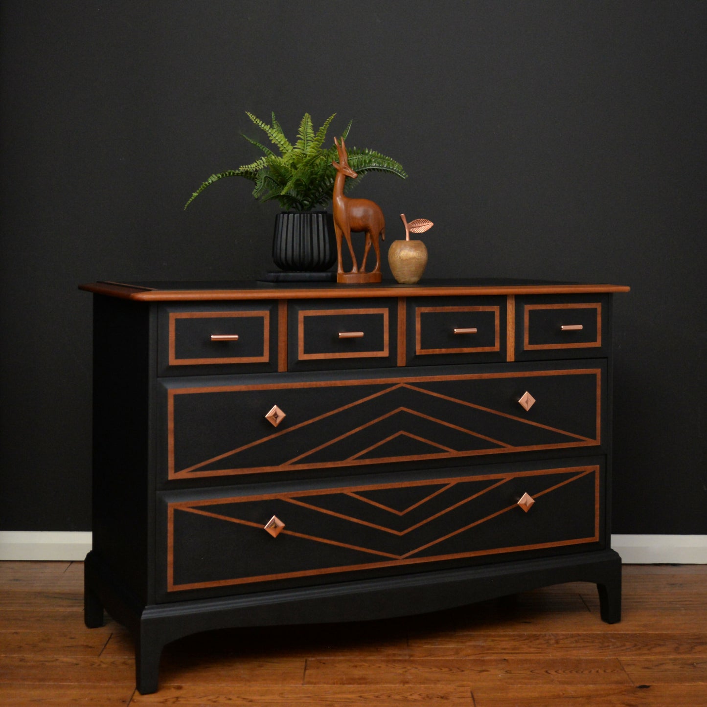 Stag Chest of Drawers, Black Mid Century Chest of Drawers, Art deco Design