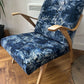 Mid-Century Armchair with Sculptural Oak Frame, Reupholstered in Linwood Velvet, c.1950s