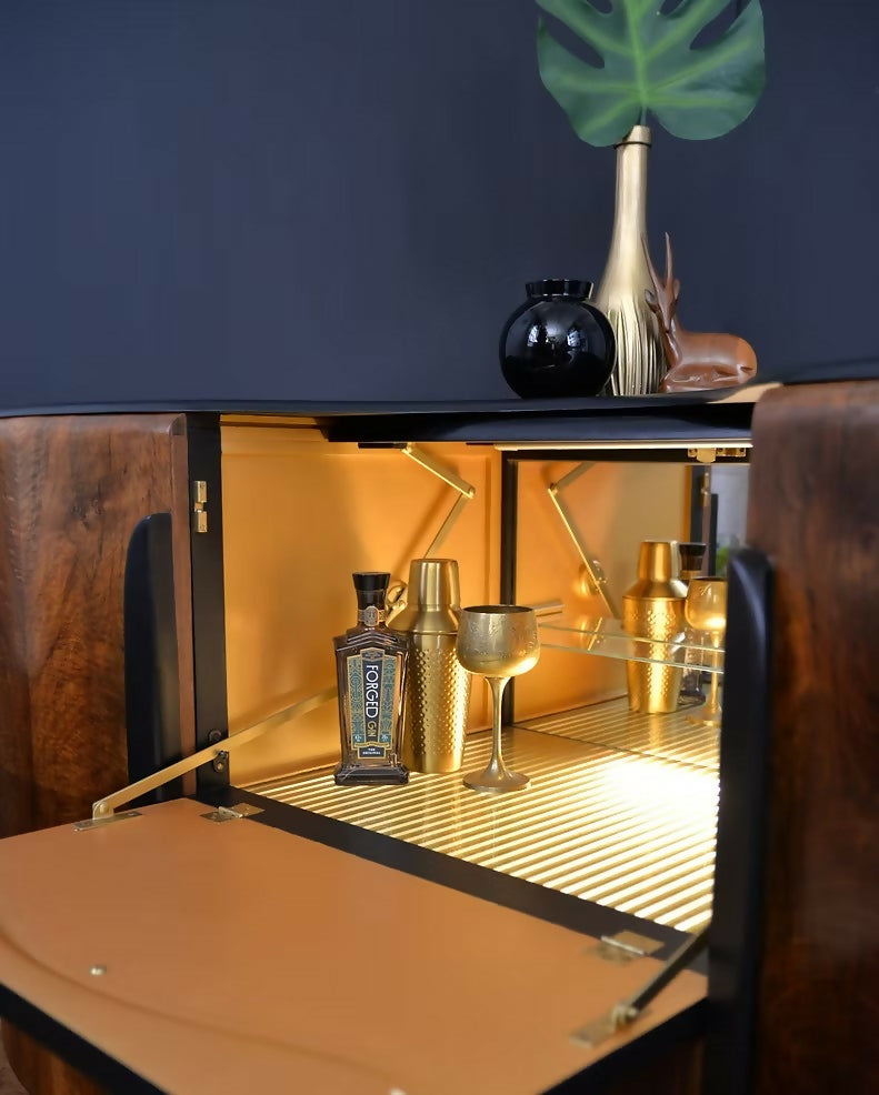 Beautility Drinks Cabinet, "Broadway", Art Deco Style, Burr Walnut.