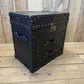 Leather 2 Draw Accent Blue Vintage Storage Trunk End Table