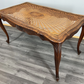 Coffee Table Vintage French Louis XV Cane Top Oak Carved Table LOT 3861
