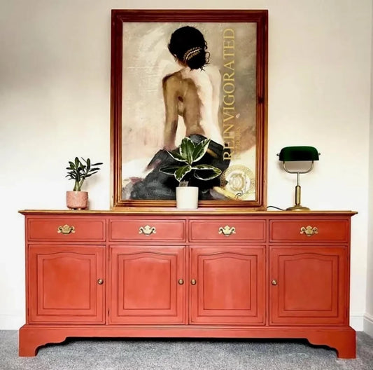 Vintage Sideboard in Annie Sloan Paprika Red – Hand Painted Storage Cabinet