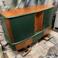 Mid century modern revived sideboard in forest green and oak