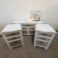 Pair of Vintage Bedside Cabinets in White with Metallic Champagne Detailing