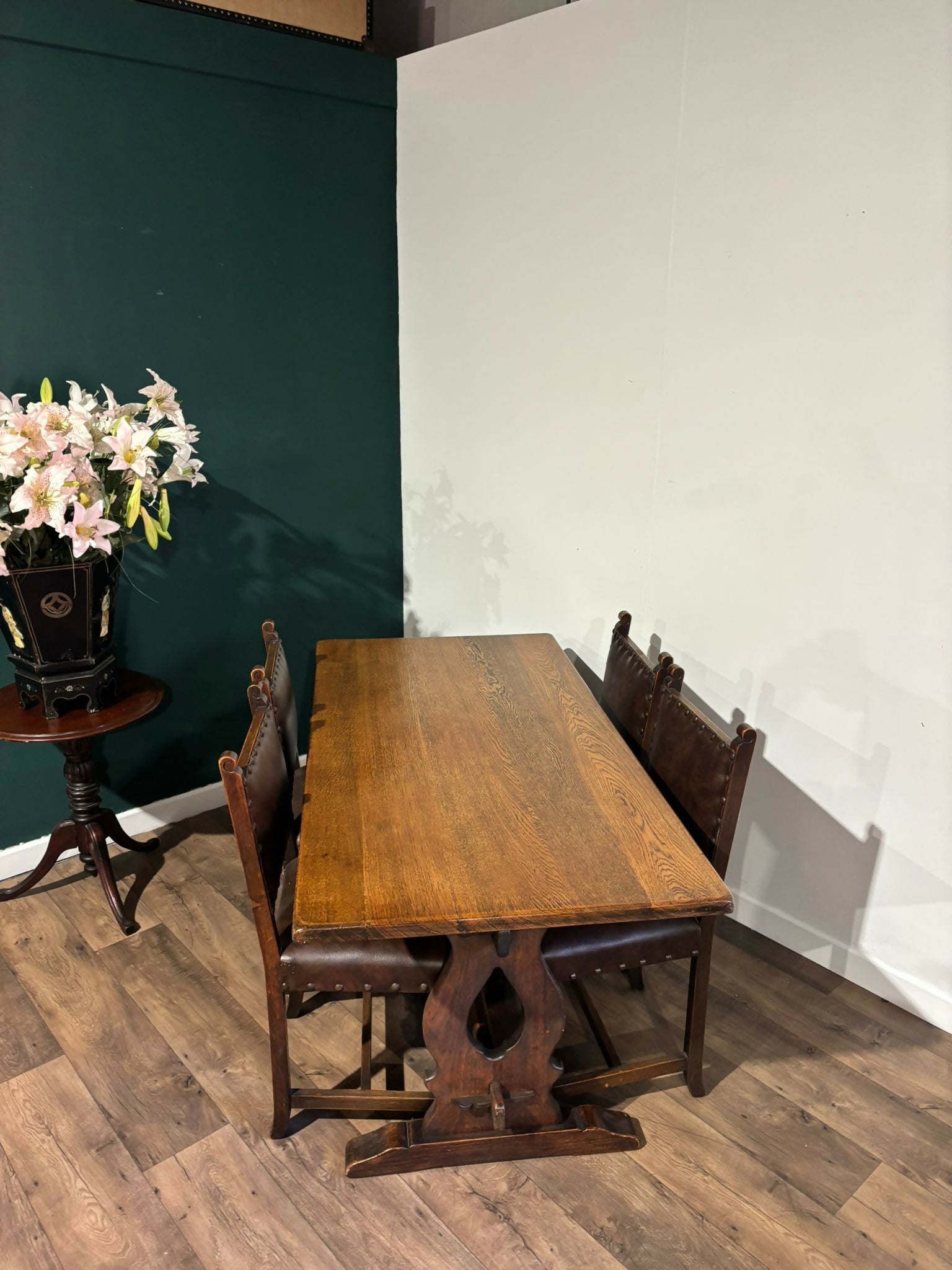 Vintage Refectory Dining Table With Six Chairs1