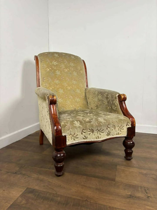 Victorian Mahogany Framed Fireside Armchair