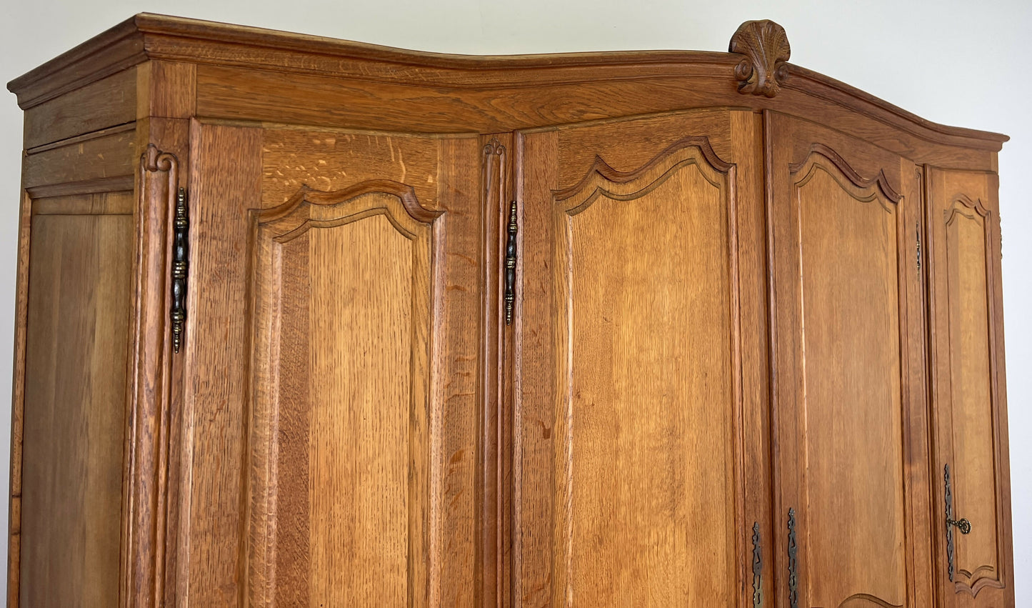 Wardrobe Vintage French Louis XVI Style Four Door Oak Carved Armoire LOT 6412