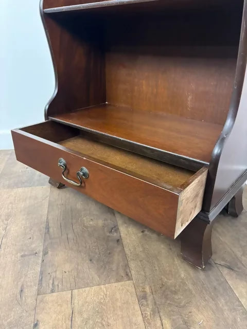 Vintage Mahogany Four Shelf Waterfall Bookcase