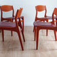 Mid century retro real leather Danish dining chairs set of 4