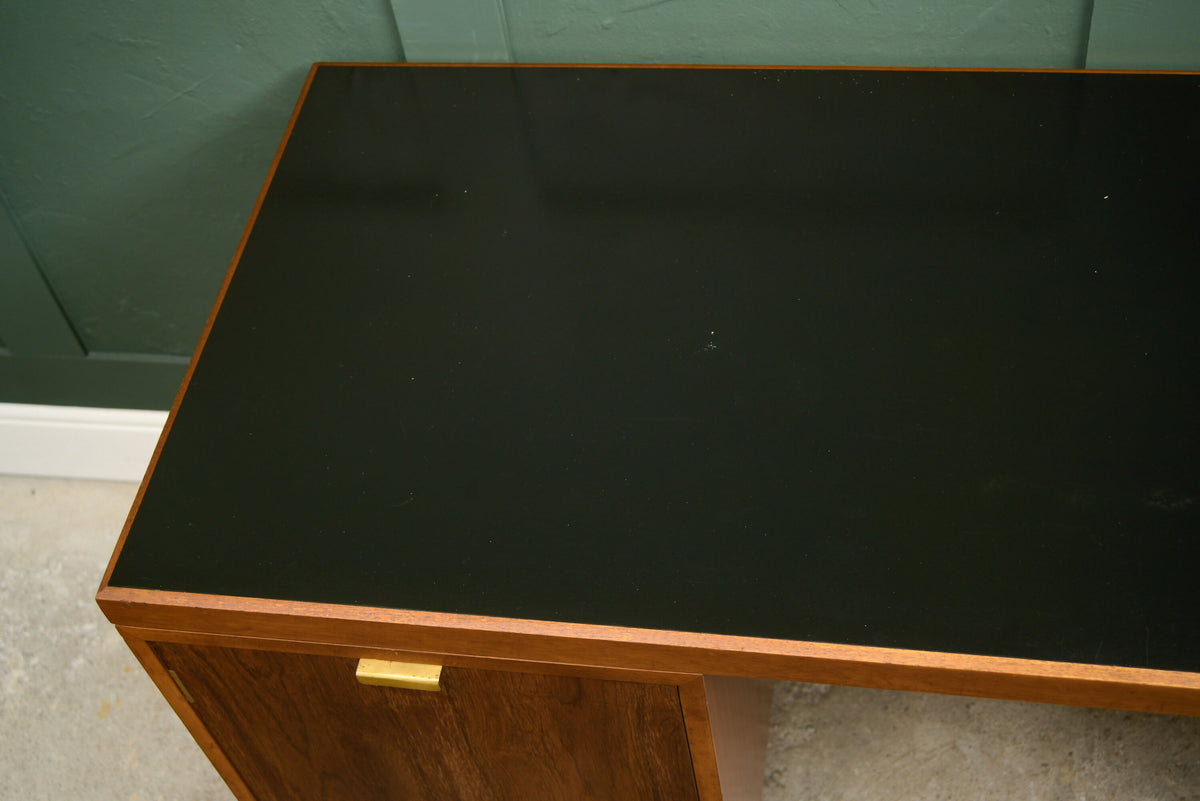 Mid Century Teak Office Desk with Black Top - Danish?